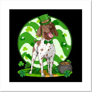 German Shorthaired Pointer Dog St Patricks Day Leprechaun Posters and Art